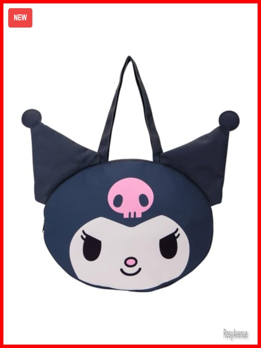 Canvas Tote Bag with Applique Pom-Pom Sanrio Kuromi Cosplay